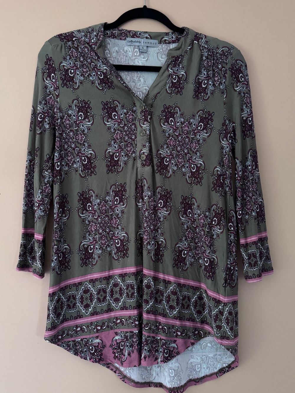 Paisley Tunic with Pink Trim
